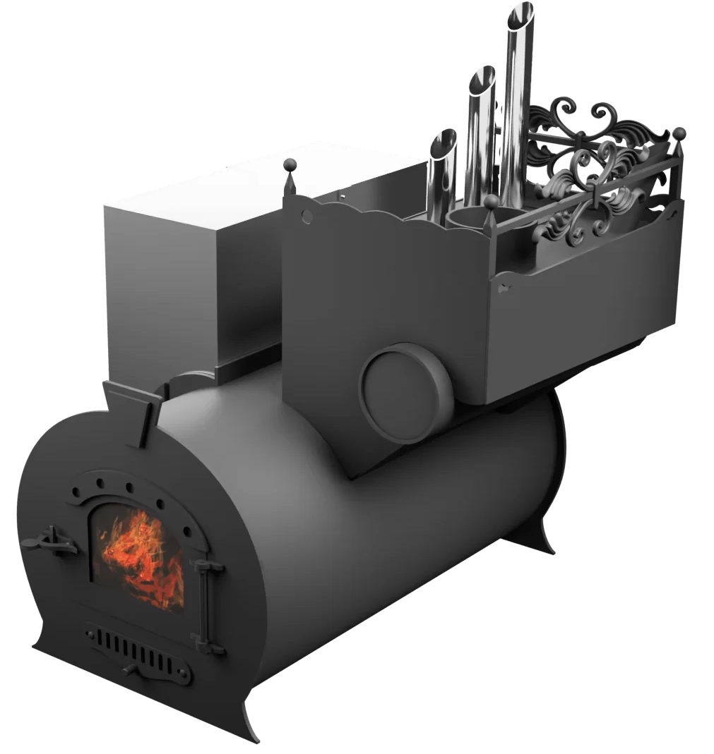 Печь Горыныч 3, каменка закрытая с парогенератором с правой стороны, малая дверь со стеклом фото в Волгограде