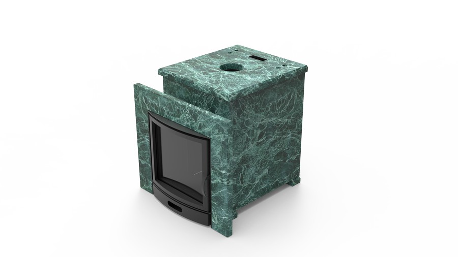 Печь в облицовке из натурального камня Genesis GN 500 облицовка закрытая плоская пироксенит-элит фото в Волгограде