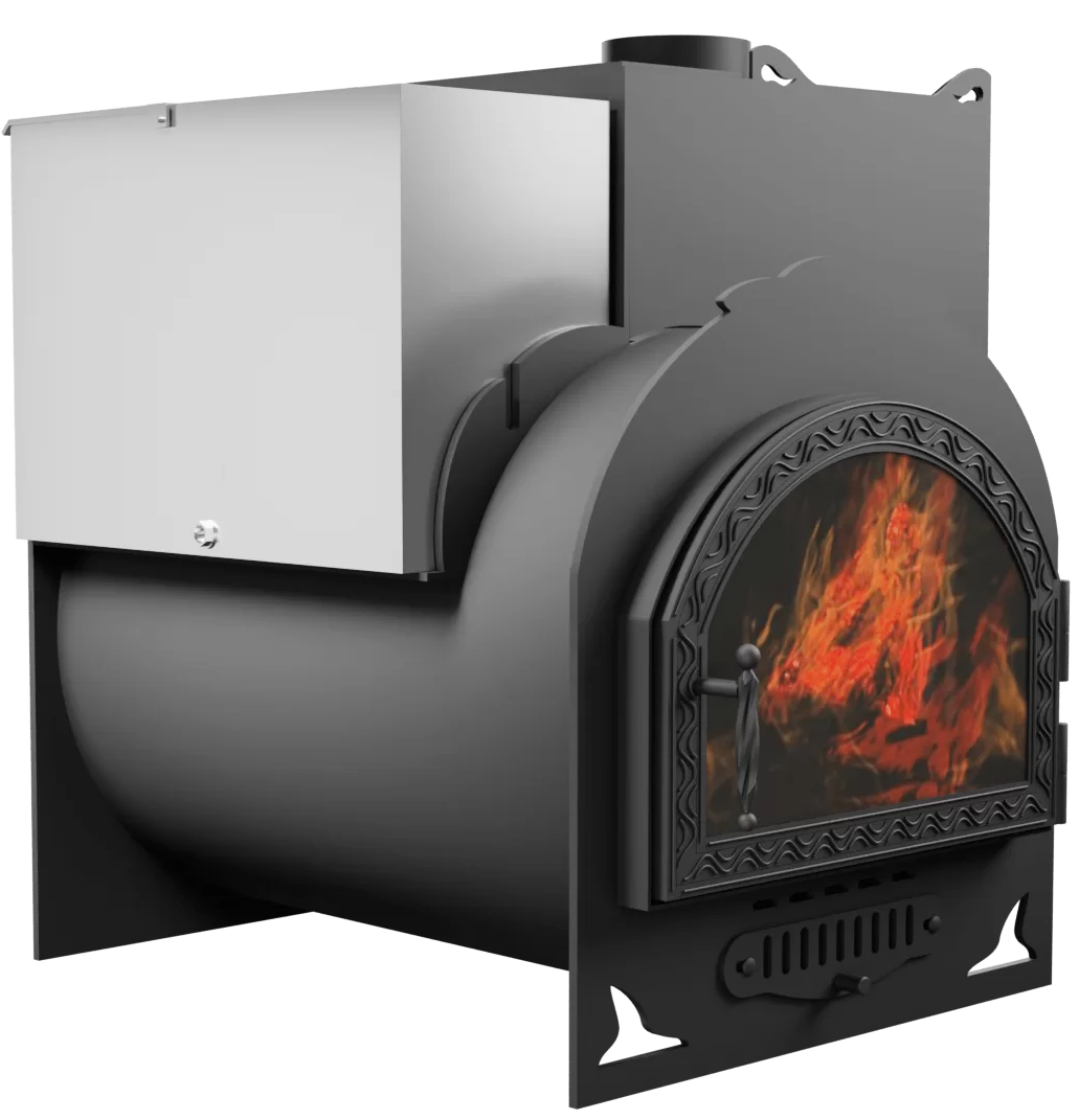 Печь Горыныч Мини, каменка с правой стороны, средняя дверь со стеклом фото в Волгограде