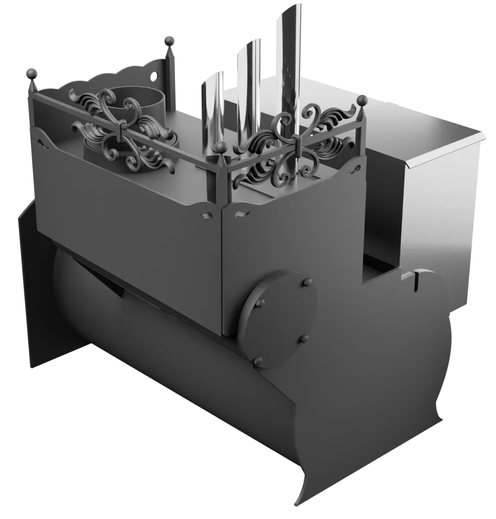Печь Горыныч 3, каменка закрытая с парогенератором с правой стороны, большая дверь со стеклом фото в Волгограде