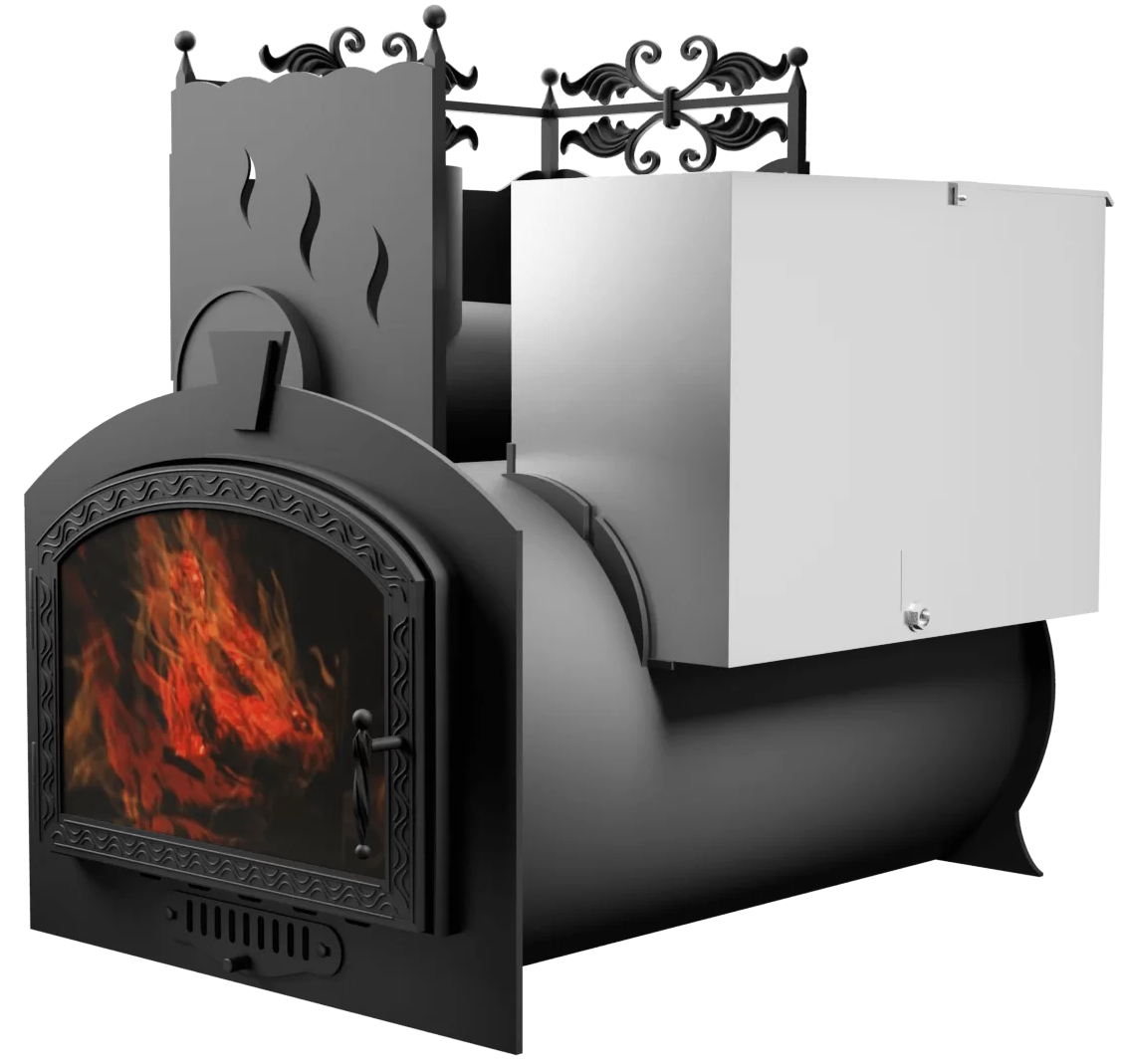 Печь Горыныч 3, каменка с левой стороны, большая дверь со стеклом фото в Волгограде