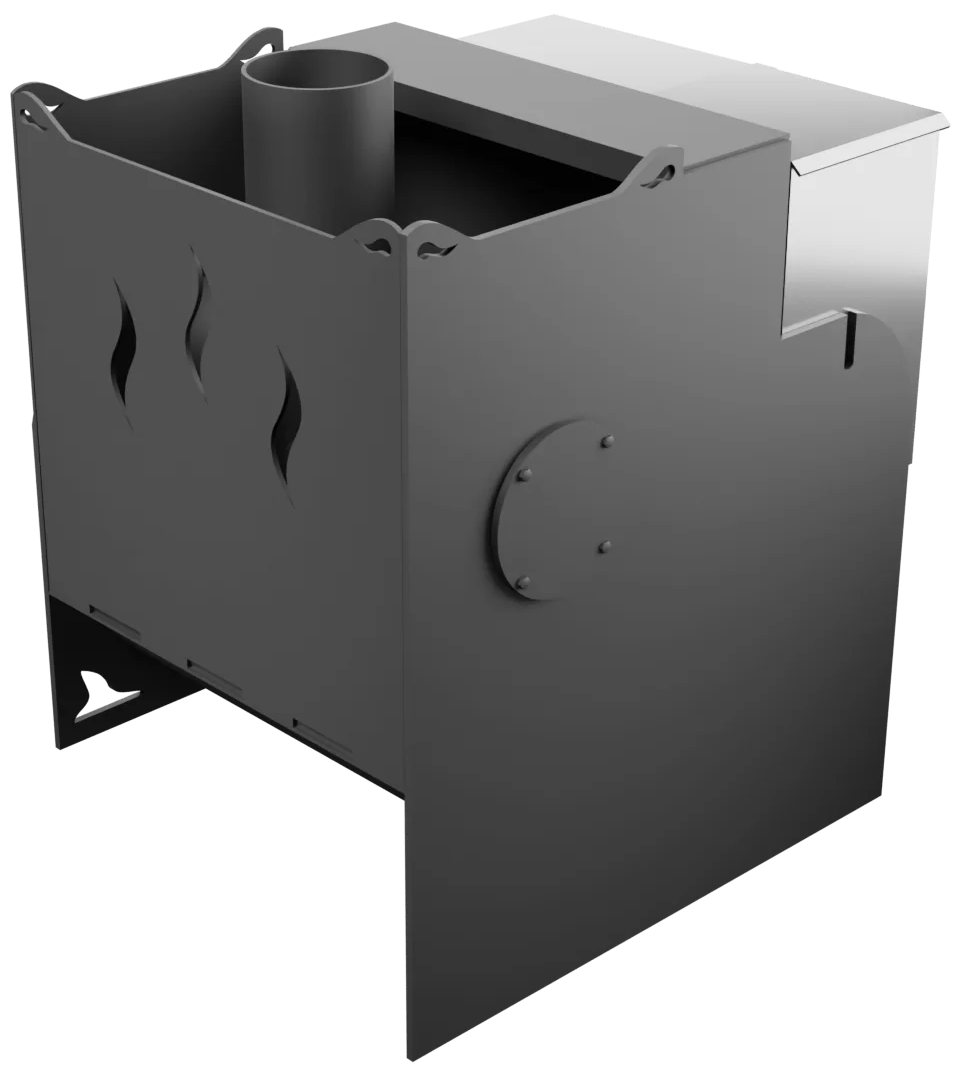 Печь Горыныч Мини, каменка с правой стороны, средняя дверь со стеклом фото в Волгограде