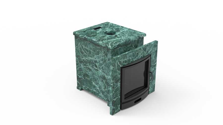 Печь в облицовке из натурального камня Genesis GN 500 облицовка закрытая плоская пироксенит-элит фото в Волгограде