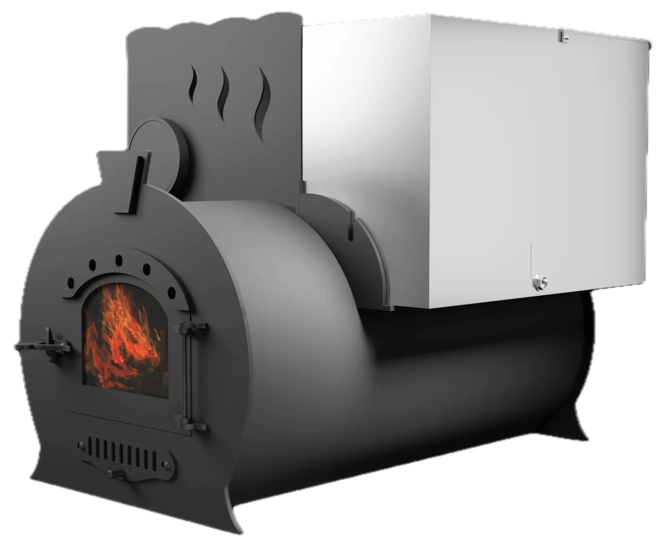 Печь Горыныч 2, каменка с левой стороны, малая дверь со стеклом фото в Волгограде