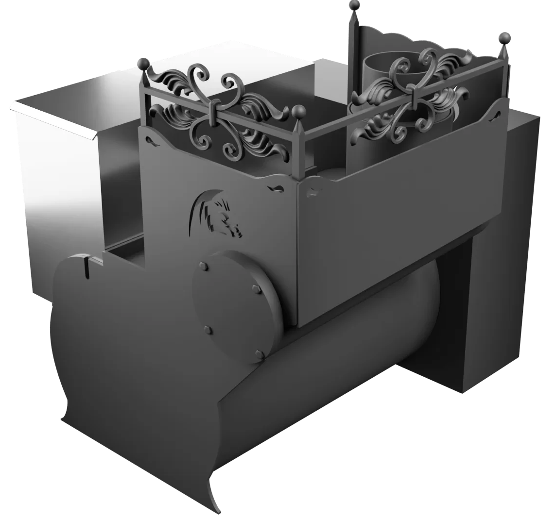 Печь Горыныч 3, каменка с левой стороны, большая дверь со стеклом, естественная система воздушного отопления фото в Волгограде