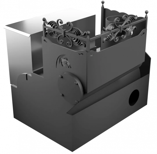 Печь Горыныч 3, каменка с левой стороны, большая дверь со стеклом, система воздушного отопления фото в Волгограде