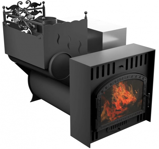 Печь Горыныч 3, каменка с левой стороны, большая дверь со стеклом, естественная система воздушного отопления фото в Волгограде