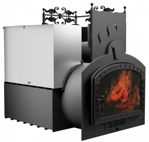 Печь Горыныч 3 с конвекцией, каменка с правой стороны, большая дверь со стеклом фото в Волгограде