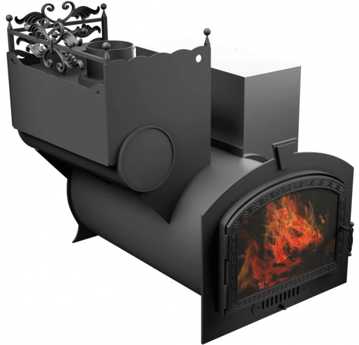 Печь Горыныч 3, каменка закрытая с левой стороны, большая дверь со стеклом фото в Волгограде