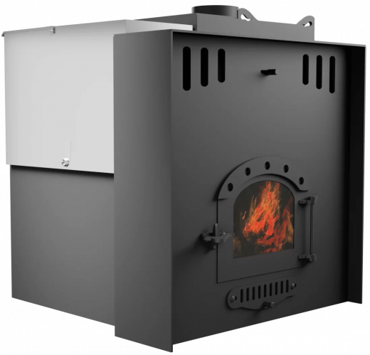 Печь Горыныч Мини, каменка с правой стороны, малое стекло, система воздушного отопления с порталом фото в Волгограде