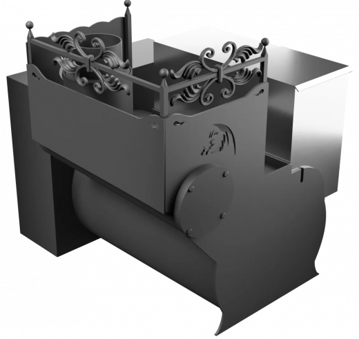 Печь Горыныч 3, каменка с правой стороны, большая дверь со стеклом, естественная система воздушного отопления фото в Волгограде