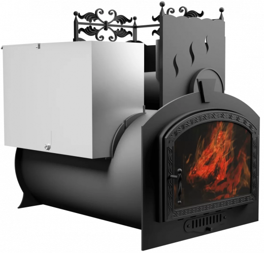 Печь Горыныч 3, каменка с правой стороны, большая дверь со стеклом фото в Волгограде