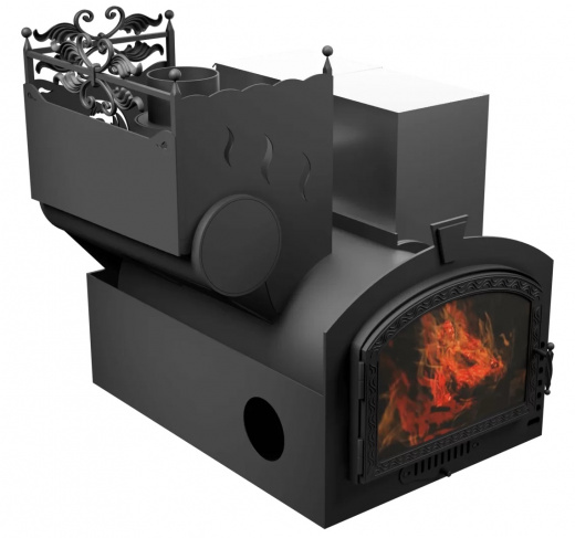 Печь Горыныч 3, каменка с левой стороны, большая дверь со стеклом, система воздушного отопления фото в Волгограде