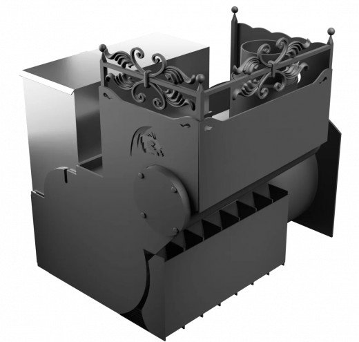 Печь Горыныч 3 с конвекцией, каменка с левой стороны, большая дверь со стеклом фото в Волгограде