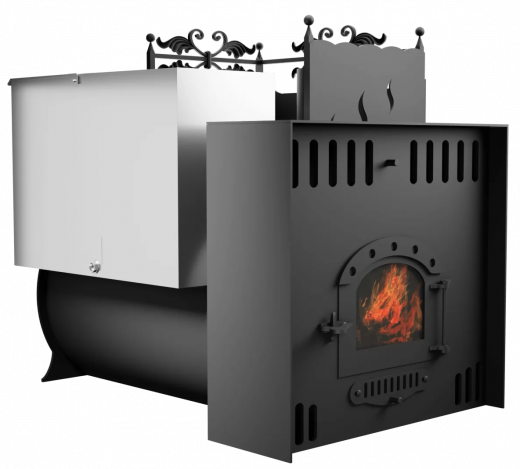 Печь Горыныч 3, каменка с правой стороны, малая дверь со стеклом, естественная система воздушного отопления фото в Волгограде