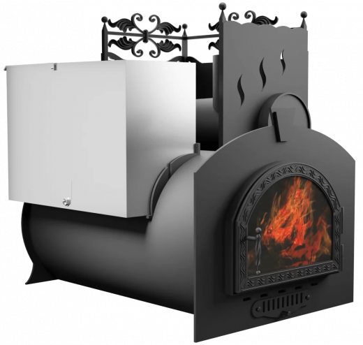 Печь Горыныч 3, каменка с правой стороны, средняя дверь со стеклом фото в Волгограде