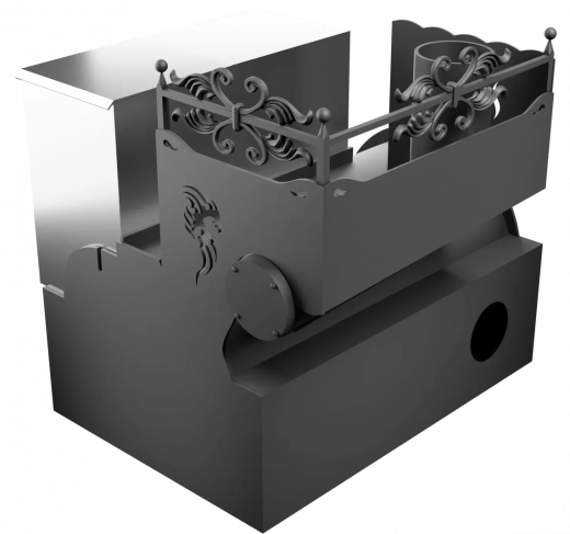 Печь Горыныч 3, каменка с левой стороны, малая дверь со стеклом, система воздушного отопления фото в Волгограде