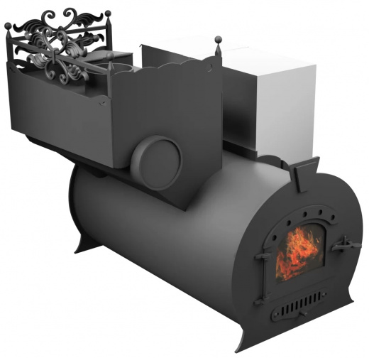 Печь Горыныч 3, каменка закрытая с левой стороны, малая дверь со стеклом фото в Волгограде