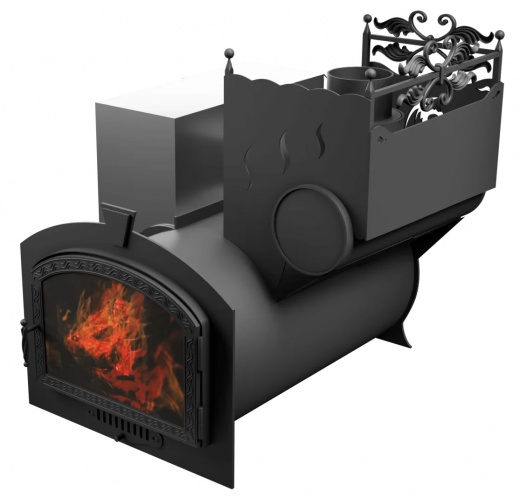 Печь Горыныч 3, каменка с правой стороны, большая дверь со стеклом фото в Волгограде