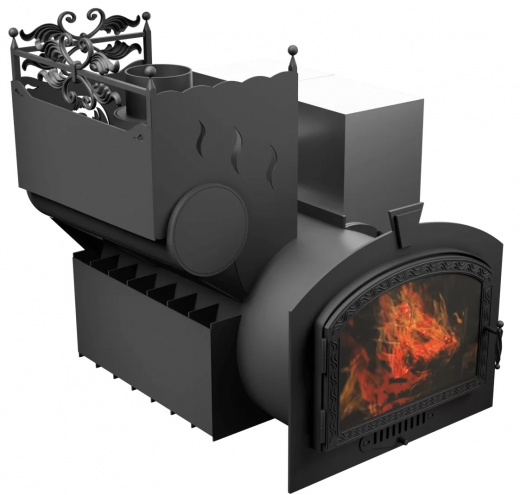 Печь Горыныч 3 с конвекцией, каменка с левой стороны, большая дверь со стеклом фото в Волгограде