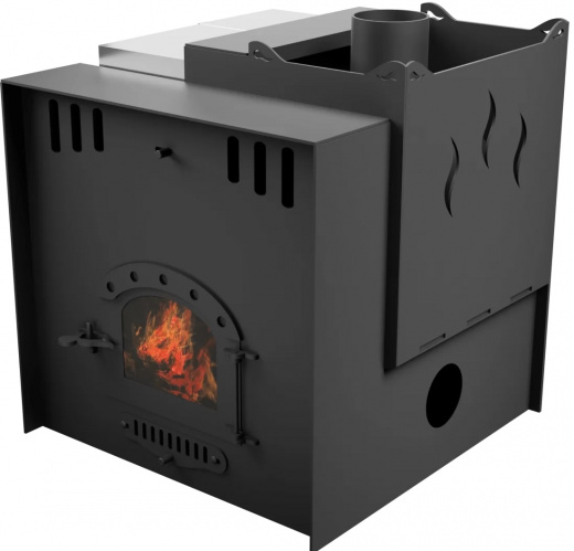 Печь Горыныч Мини, каменка с правой стороны, малое стекло, система воздушного отопления с порталом фото в Волгограде