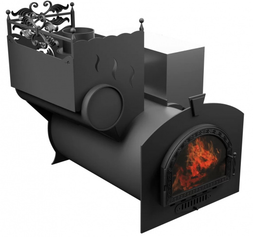 Печь Горыныч 3, каменка с левой стороны, средняя дверь со стеклом фото в Волгограде